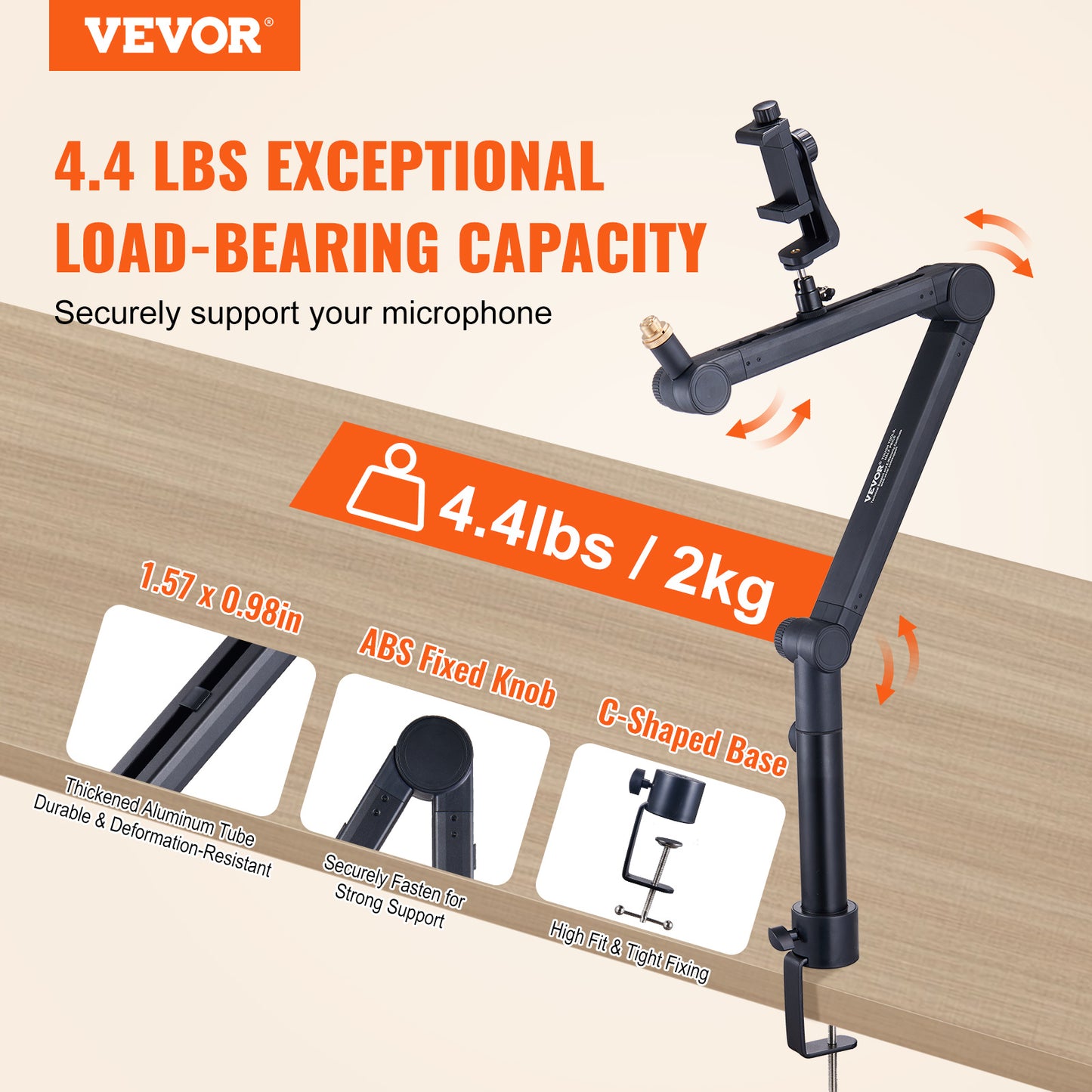 VEVOR Rotatable Desk‑Mount Microphone Boom Arm - TrueSpyTech