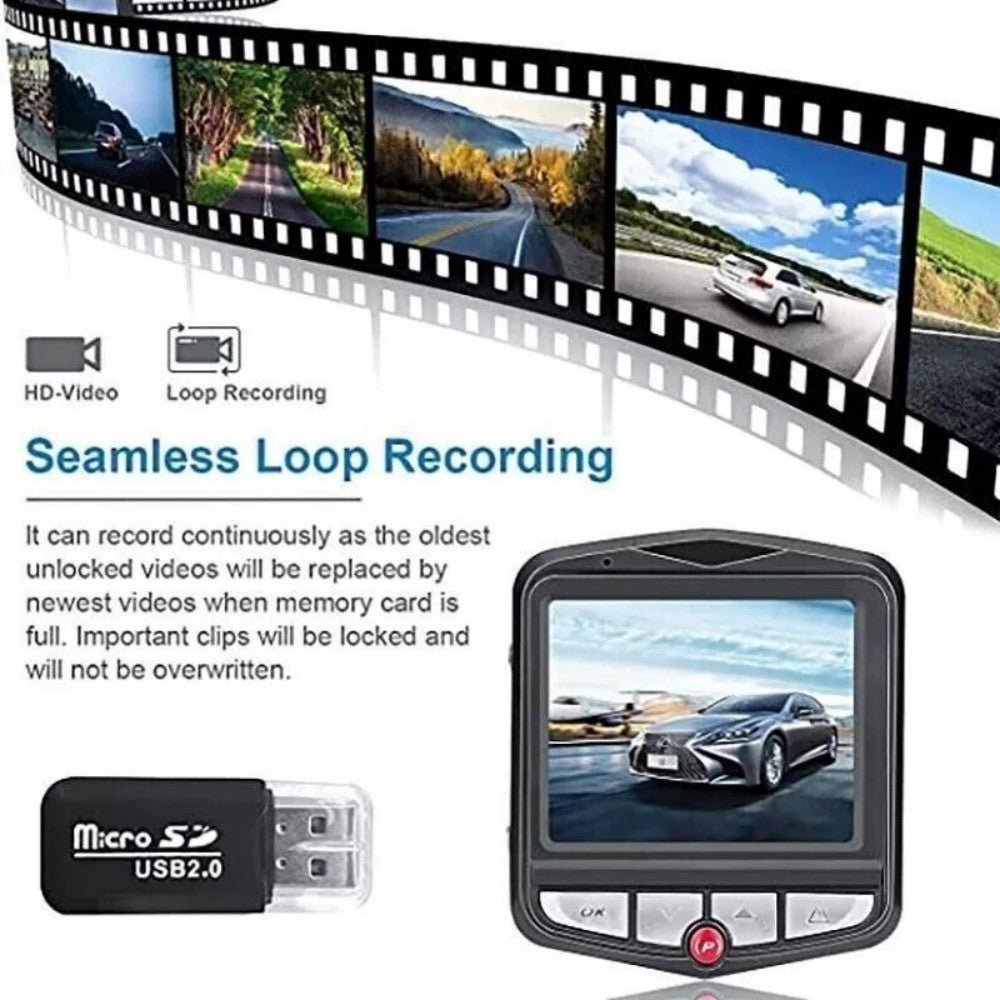 1080P 2.4" Car Dash Cam – Front/Rear, Night Vision, G‑Sensor - TrueSpyTech
