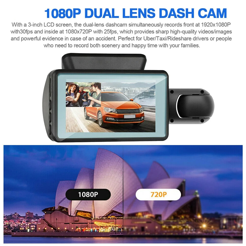 A68 1080P Dual‑Lens Dash Cam - TrueSpyTech