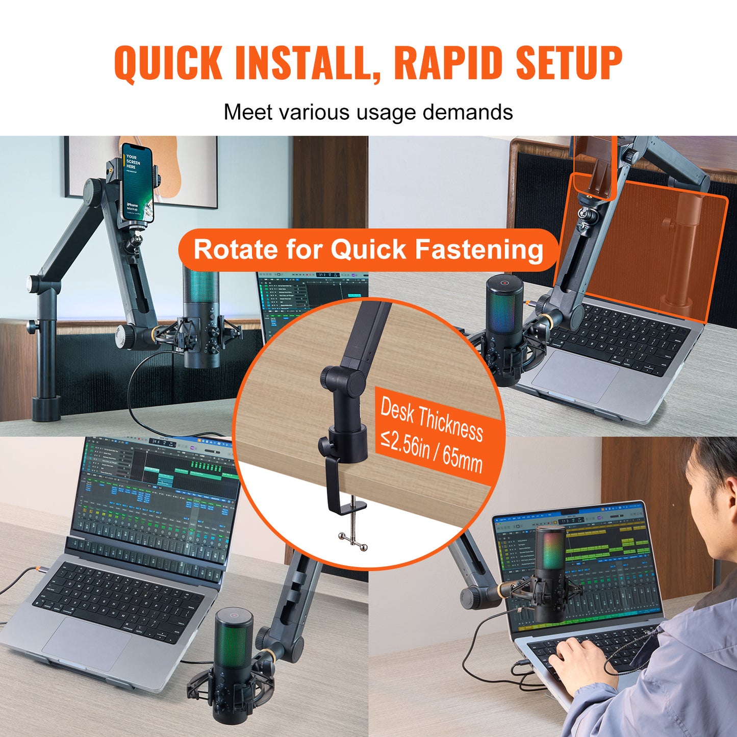 VEVOR Rotatable Desk‑Mount Microphone Boom Arm - TrueSpyTech