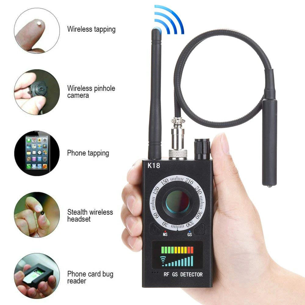 K18 Anti-Spy RF Detector – Hidden Camera, GPS, GSM, and Audio Bug Tracker - TrueSpyTech