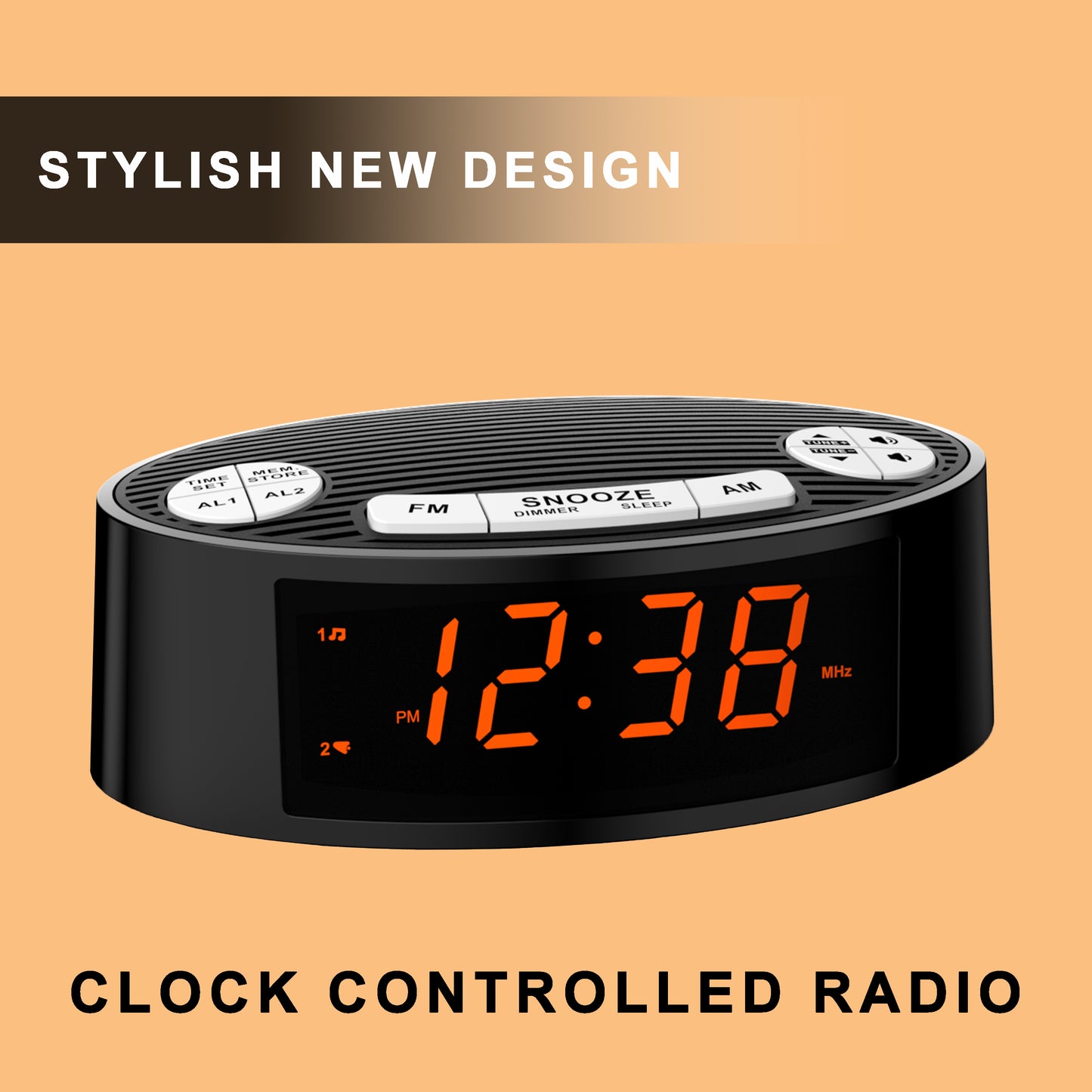 AM/FM Dual Alarm Clock Radio with LED Display - TrueSpyTech