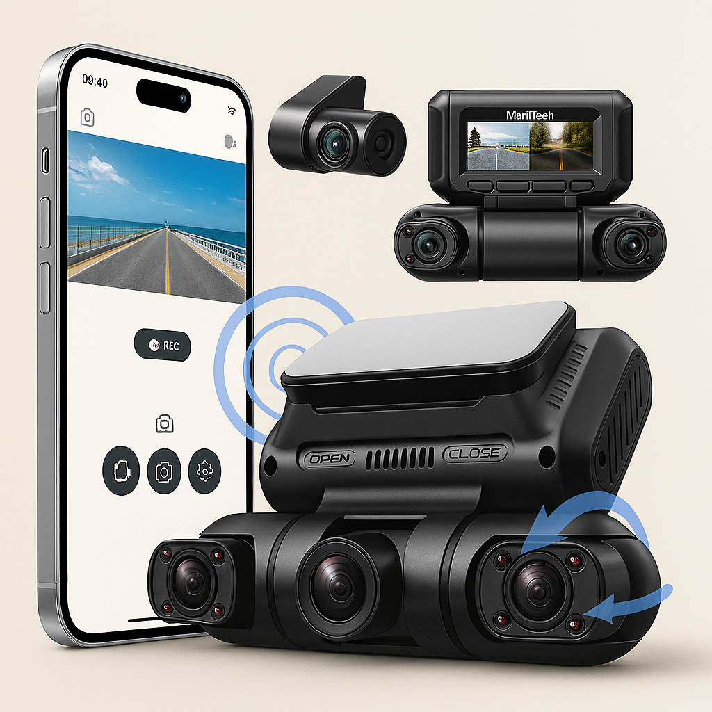 Hainatech 360° Dash Cam – Front, Rear, Inside, Left & Right (GPS + WiFi + Night Vision) - TrueSpyTech