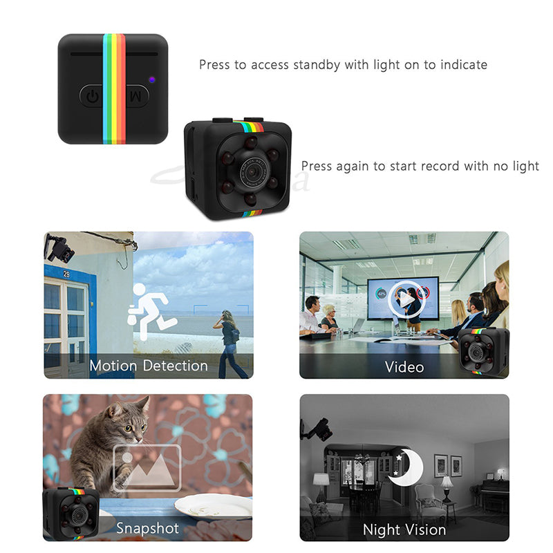 SQ11 Mini Spy Camera – HD 1080P, Night Vision, Motion Detection, 140° Wide Angle - TrueSpyTech