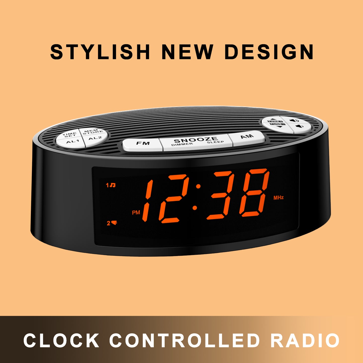 AM/FM Dual Alarm Clock Radio with LED Display - TrueSpyTech