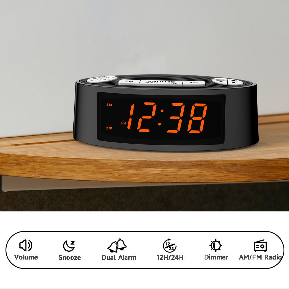 AM/FM Dual Alarm Clock Radio with LED Display - TrueSpyTech
