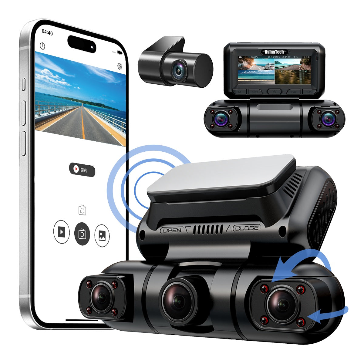 Hainatech 360° Dash Cam – Front, Rear, Inside, Left & Right (GPS + WiFi + Night Vision) - TrueSpyTech