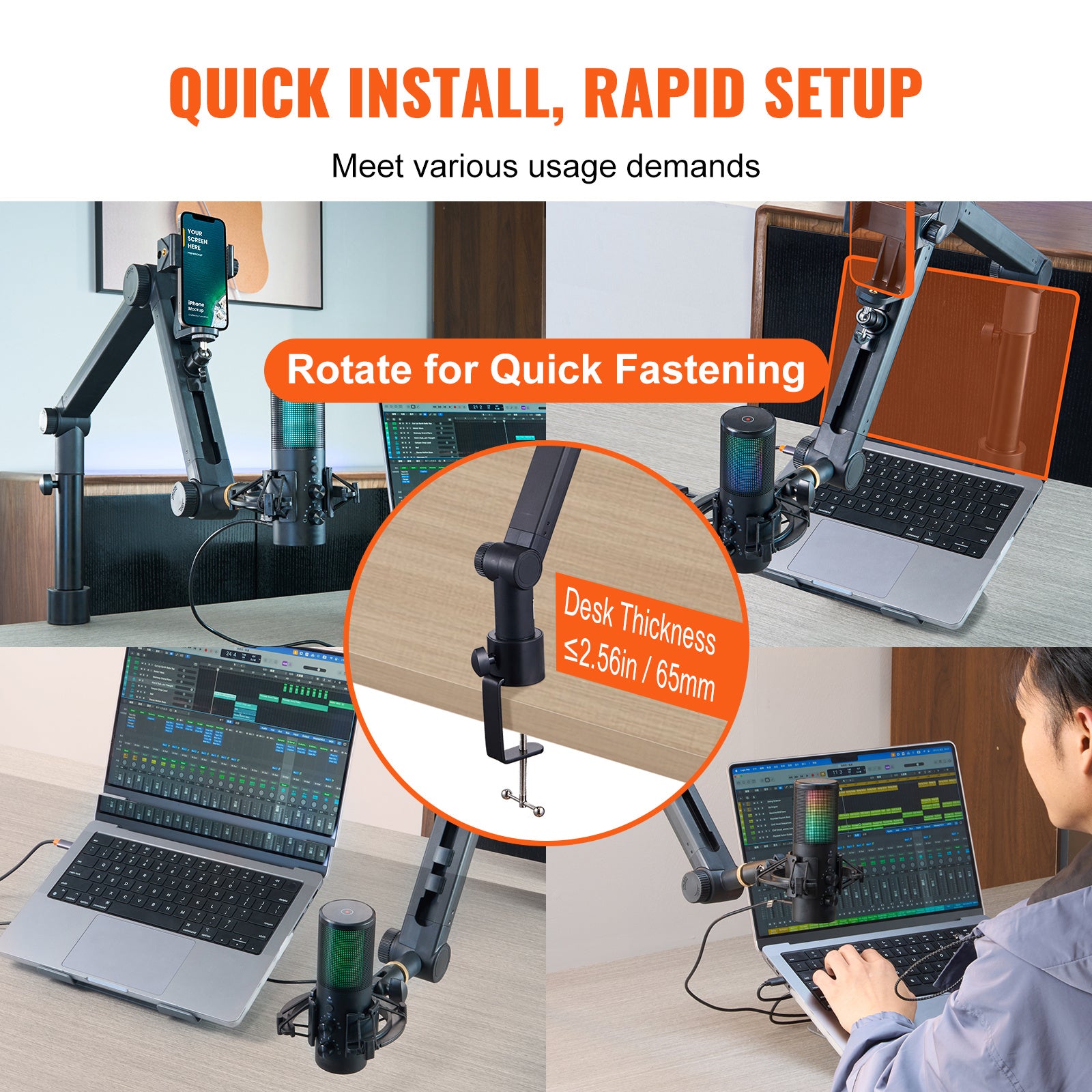 VEVOR Rotatable Desk‑Mount Microphone Boom Arm - TrueSpyTech