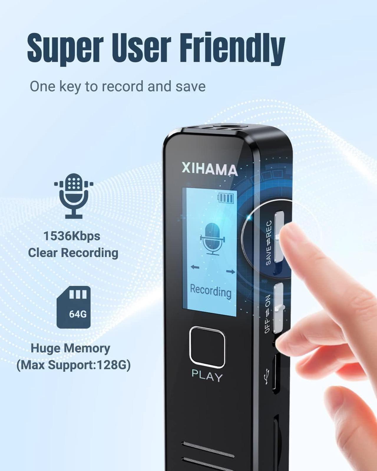 64GB Mini Voice Recorder with Playback - TrueSpyTech