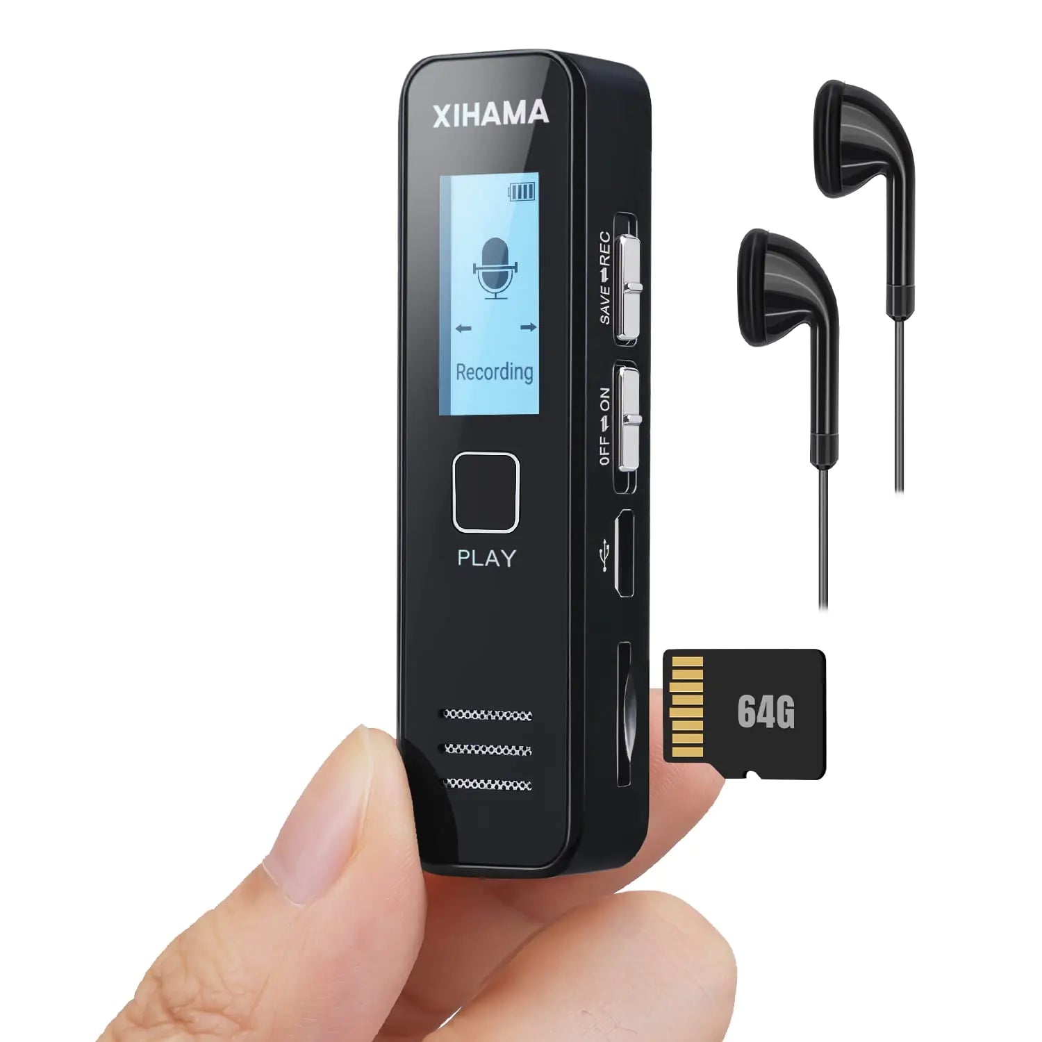 64GB Mini Voice Recorder with Playback - TrueSpyTech