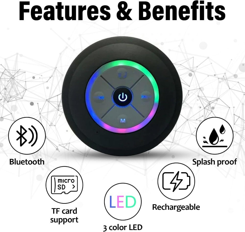 Bluetooth Suction‑Cup Bathroom Speaker - TrueSpyTech