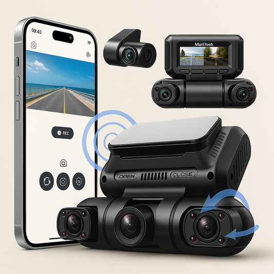 Hainatech 360° Dash Cam – Front, Rear, Inside, Left & Right (GPS + WiFi + Night Vision) - TrueSpyTech