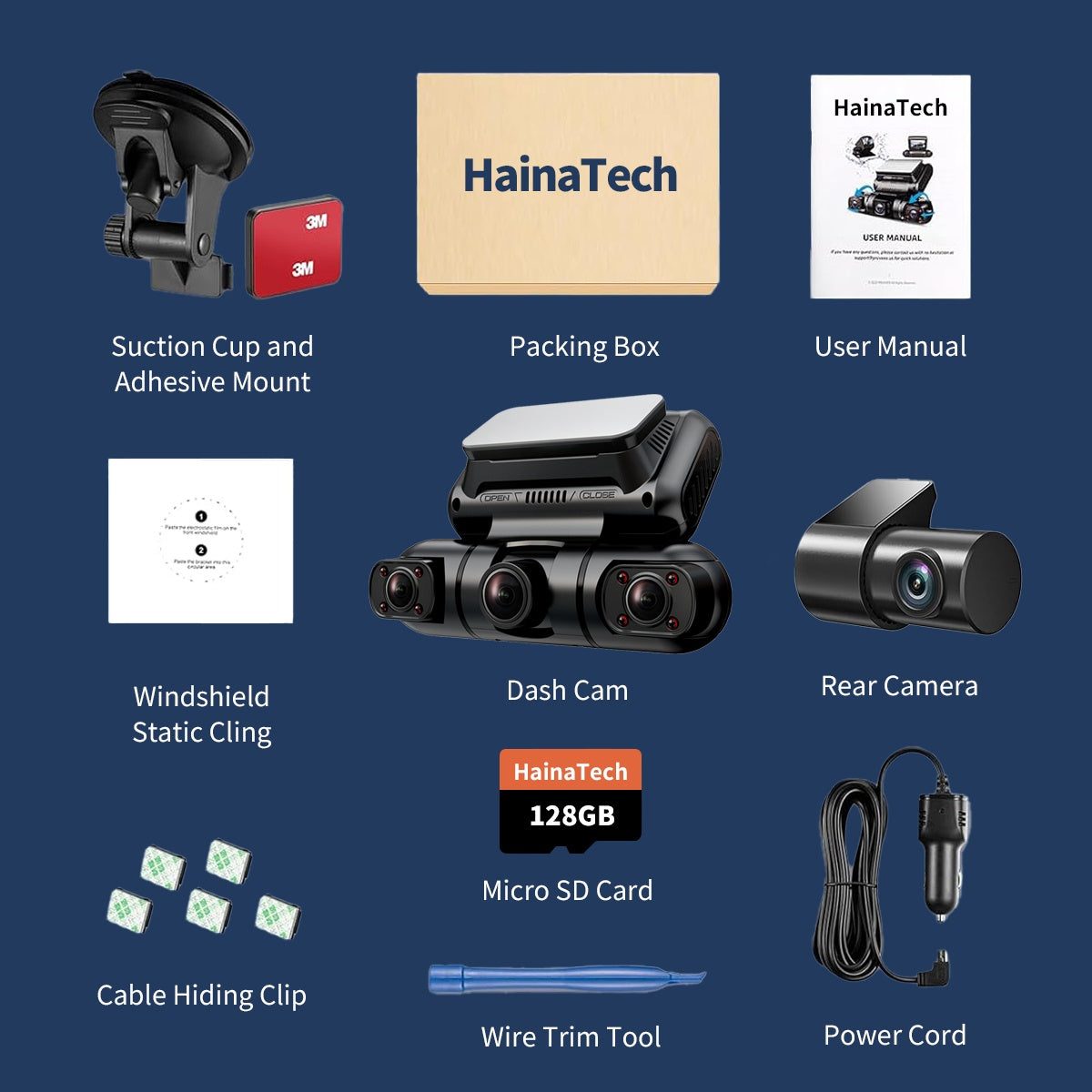 Hainatech 360° Dash Cam – Front, Rear, Inside, Left & Right (GPS + WiFi + Night Vision) - TrueSpyTech